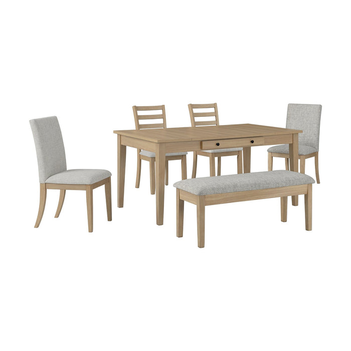 Chaise de salle à manger Cove avec siège rembourré en tissu et dossier en échelle - naturelle et grise
