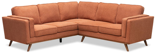  Sofa sectionnel Kassia de Kort & Co. 2 pièces en tissu d’apparence lin avec base et pattes en bois - orange