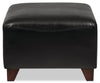 Zello 22.5" Faux Leather Ottoman with Wood Legs - Black | Pouf Zello de 22,5 po en similicuir avec pattes en bois - noir