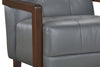 Enzo 26" Genuine Leather Accent Chair with Biscuit Tufting, Track Arms and Wood Legs - Dark Grey | Fauteuil d’appoint Enzo de 26 po en cuir véritable avec capitonnage en biscuit, accoudoirs rectilignes et pattes en bois - gris foncé