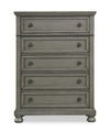 Commode verticale de chambre à coucher Chelsea de 38 po (L) x 52 po (H) à 5 tiroirs - grise