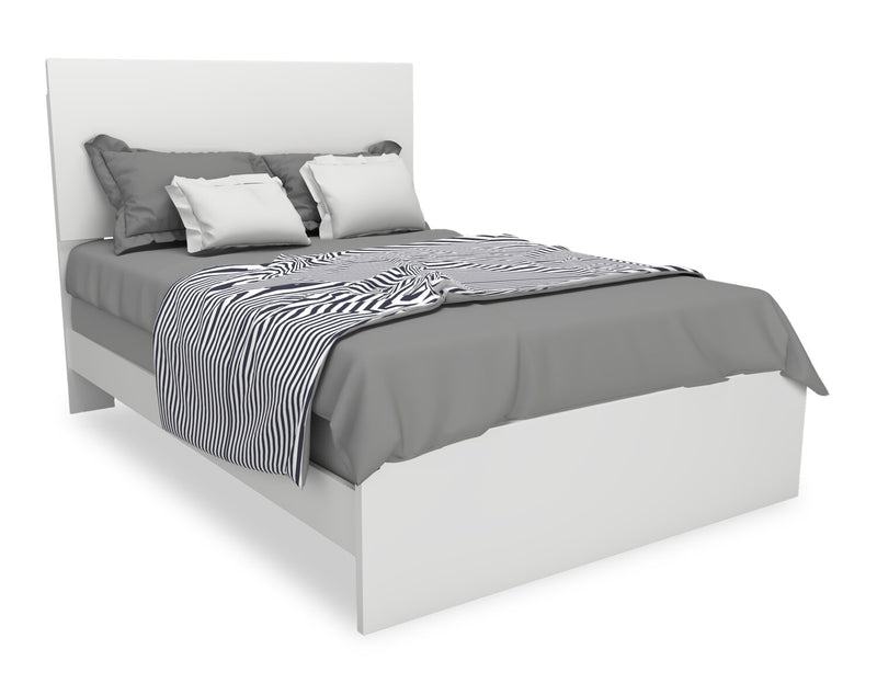 Lit à panneaux Riley avec tête de lit et cadre de lit pour enfants, fabriqué au Canada, blanc - format lit double
