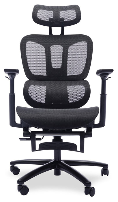 Chaise de bureau réglable Diego de Sealy de 26,3 po avec rembourrage en mailles et repose-pied - noire