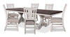 Ensemble de salle à manger Willow 7 pièces avec table, rallonge de 84 po à 106 po (L) et 6 chaises - blanc rustique et brun