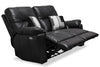 Made in Canada Dawson 64" Genuine Leather Power Reclining Loveseat with USB Port and Accent Pillows – Black | Causeuse à inclinaison électrique Dawson de 64 po fabriquée au Canada en cuir véritable avec port USB et coussins décoratifs - noir