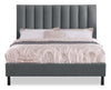 Amos Upholstered Platform Bed Base in Charcoal Fabric - Full Size | Base de lit plateforme rembourrée Amos en tissu anthracite - format lit double