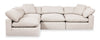 Eclipse Modular 4-Piece Linen-Look Fabric Pit Sofa Sectional with Reversible Feather Down Cushions - Linen White | Sofa sectionnel modulaire de style cocon Eclipse 4 pièces en tissu d’apparence lin avec coussins réversibles en duvet et plumes - blanc lin
