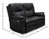 Made in Canada Dawson 64" Genuine Leather Power Reclining Loveseat with USB Port and Accent Pillows – Black | Causeuse à inclinaison électrique Dawson de 64 po fabriquée au Canada en cuir véritable avec port USB et coussins décoratifs - noir