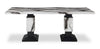 Vega 7pc Dining Set with Table & 6 Chairs, Marble Look, Pedestal Base, 82"W - Black & White | Ensemble de salle à manger Vega 7 pièces avec table de 82 po (L), imitation de marbre, base piédestal et 6 chaises - noir et blanc