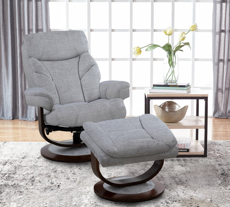 Fauteuil pivotant inclinable Easton antistress de 33,5 po en tissu de chenille avec repose-pieds - gris argenté