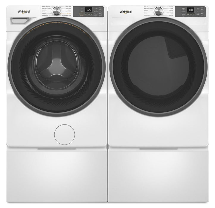 Laveuse intelligente à chargement frontal de 5,2 pi³, sécheuse gaz de 7,4 pi³ de Whirlpool - blanches 