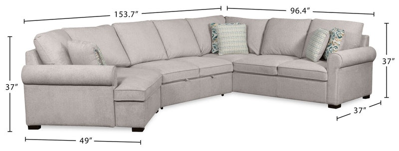 Sofa-lit sectionnel enveloppant de gauche Haven de Scott Living 3 pièces en tissu de chenille - gris 