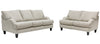 Made in Canada Nofia 58" Chenille Fabric Loveseat with Two Accent Pillows and Wood Legs - Linen Beige | Causeuse Nofia de 58 po fabriquée au Canada en tissu de chenille avec 2 coussins décoratifs et pattes en bois - beige lin