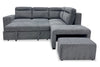 Coast 3-Piece Right-Facing Fabric Sleeper Sectional with Storage and Ottoman - Smoke | Sofa-lit sectionnel de droite Coast 3 pièces en tissu avec rangement et pouf - fumée