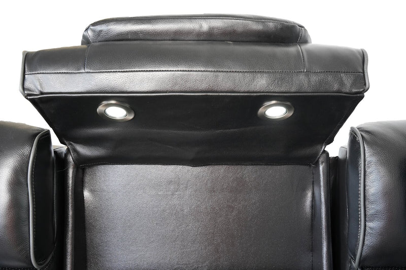 Sofa de massage à inclinaison électrique Elite de 86 po en cuir véritable avec son immersif et appuie-têtes électriques - noir