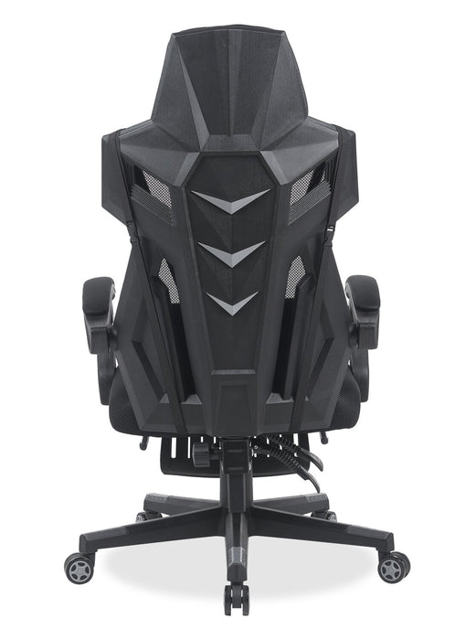 Fauteuil de jeu ergonomique Sparrow de 28,3 po avec coussin lombaire et repose-pieds - noir
