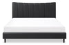 Paseo Platform Bed in Black Vegan-Leather Fabric - King Size | Lit plateforme rembourré Paseo en tissu de cuir végétalien noire - format très grand lit