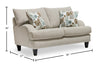 Made in Canada Nofia 58" Chenille Fabric Loveseat with Two Accent Pillows and Wood Legs - Linen Beige | Causeuse Nofia de 58 po fabriquée au Canada en tissu de chenille avec 2 coussins décoratifs et pattes en bois - beige lin