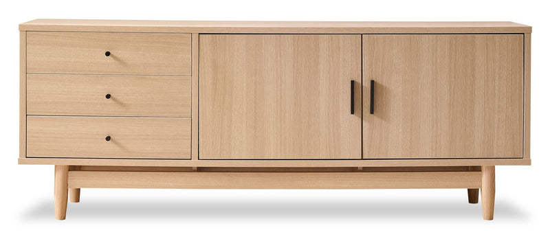 Meuble pour téléviseur moderne Kemper de 71 po avec rangement pour téléviseurs de jusqu’à 70 po - chêne récolte