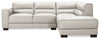 Citadel 2-Piece Right-Facing Top-Grain Genuine Leather Sectional with Wood Legs - Frost White | Sofa sectionnel de droite Citadel 2 pièces en cuir véritable de qualité supérieure avec pattes en bois - blanc givré