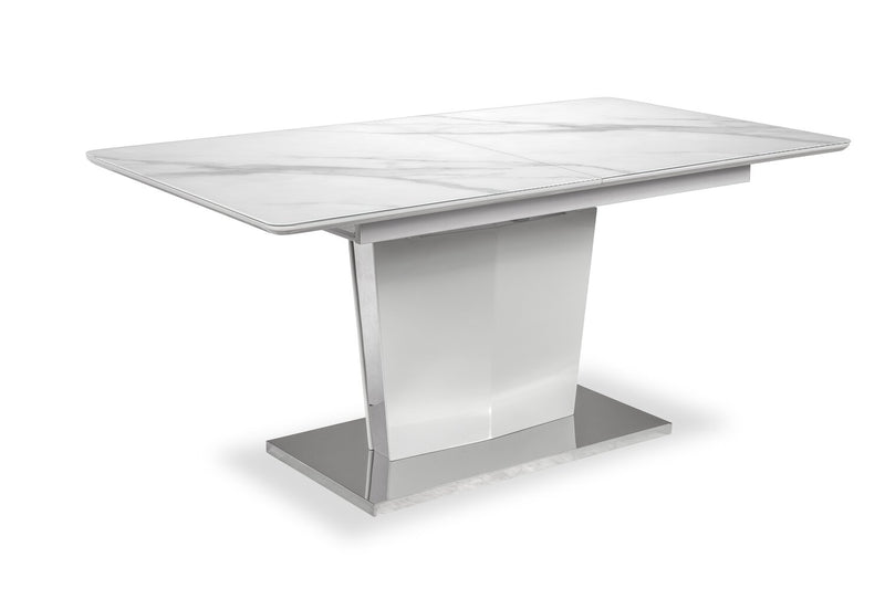 Ensemble de salle à manger Naya 7 pièces avec table à rallonge, 63 po à 78,75 po (L), et 6 chaises - imitation de marbre blanc et gris