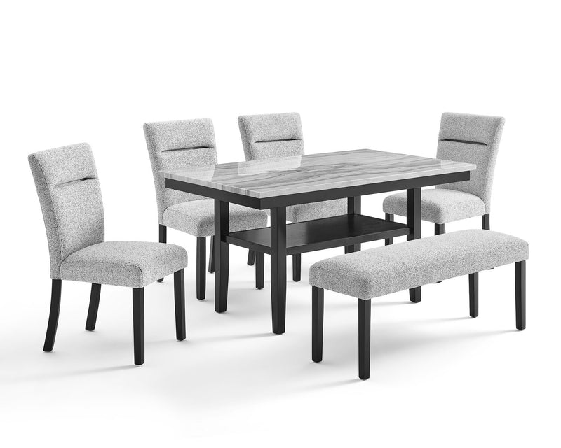 Banc de salle à manger Libra de 48 po (L) en tissu de polyester - gris