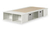 Everley Platform Bed with Built-in Storage & Baskets, White - Twin Size | Lit plateforme Everley avec rangement et paniers intégrés, blanc - format lit simple