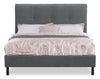Amos Upholstered Platform Bed Base in Charcoal Fabric - Queen Size | Base de lit plateforme Amos rembourrée en tissu anthracite - format grand lit