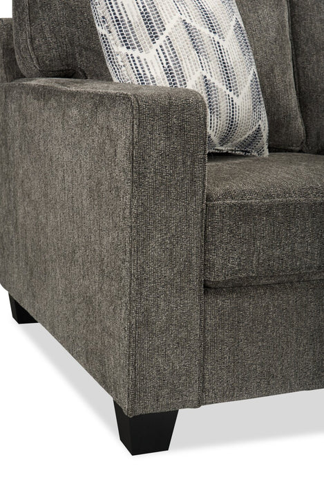 Sofa Lennox de 79 po fabriqué au Canada en tissu de chenille avec coussins réversibles et coussins décoratifs - gris