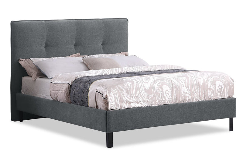 Tête de lit rembourrée Amos en tissu anthracite capitonné - format lit double