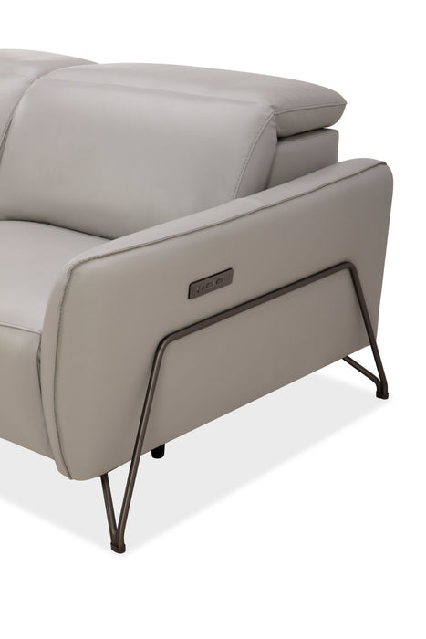 Causeuse à inclinaison électrique Riviera en cuir véritable de qualité supérieure - gris clair