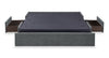 Amos Upholstered Storage Bed in Charcoal Fabric with Channelled Headboard & 3 Built-in Drawers - Queen Size | Lit de rangement Amos rembourré en tissu anthracite avec tête de lit à canaux et 3 tiroirs intégrés - format grand lit