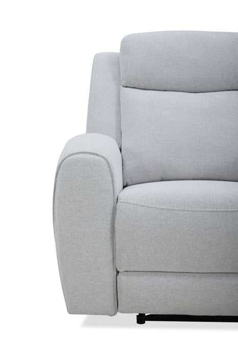 Causeuse à inclinaison électrique Reign de 78 po en tissu avec console - gris pierre Bronco