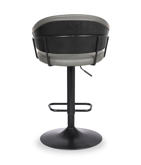 Tabouret 24.5-32.5 po bar Odin en tissu de cuir végétalien et en métal avec siège pivotant et réglable - gris