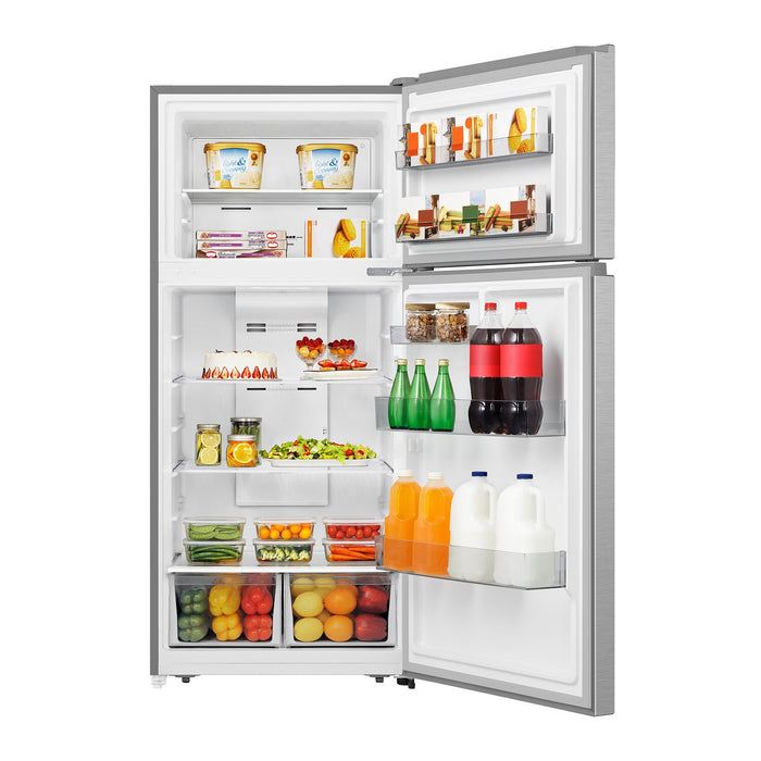 Réfrigérateur Hisense de 18 pi³ et de 30 po à congélateur supérieur - acier inoxydable - RT18A2FID