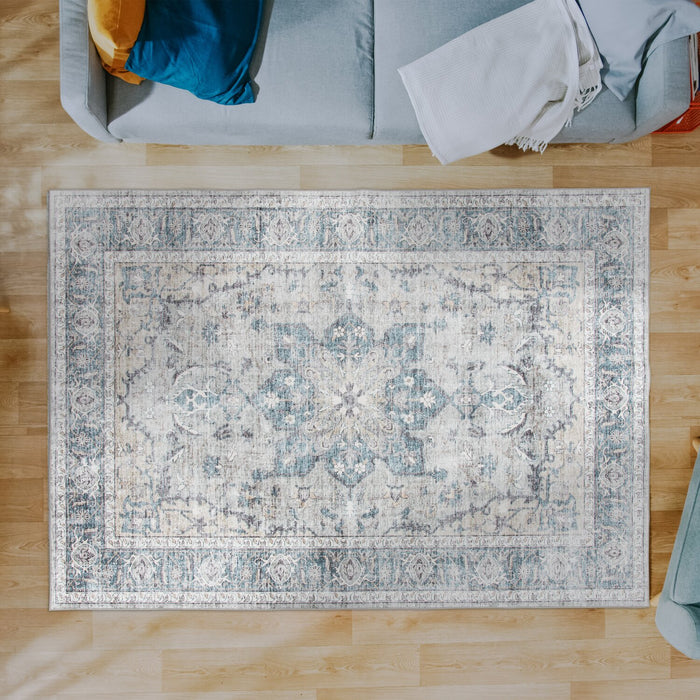 Carpette Melis grise lavable - 5 pi x 7 pi