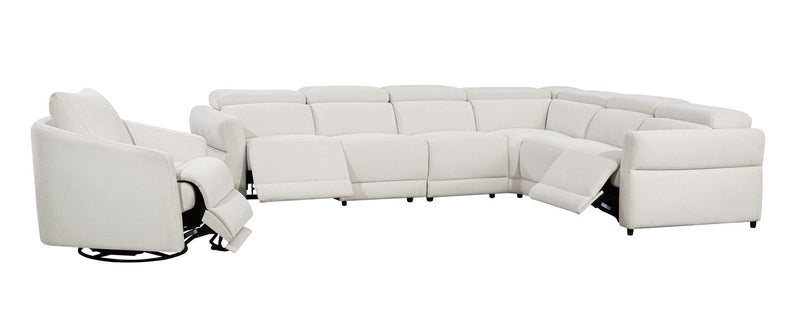 Fauteuil pivotant à inclinaison électrique Aspen de Cindy Crawford Home de 33,5 po en tissu avec repose-pieds électrique - albâtre