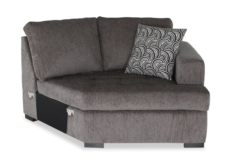 Sofa-lit sectionnel enveloppant de droite Legend 2 pièces fabriqué au Canada en tissu de chenille - brun étain