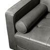 Edge 86" Genuine Leather Sofa with Wood Legs and Removable Back Cushions - Grey | Sofa Edge de 86 po en cuir véritable avec pattes en bois et coussins de dossier amovibles - gris