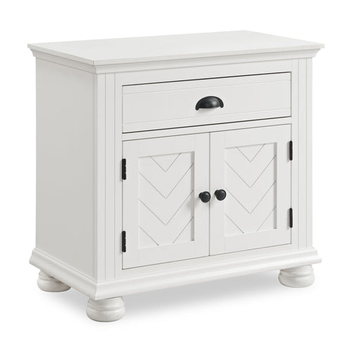  Table de nuit Ella de 28 po (L) x 27 po (H) à 1 tiroir avec armoire - blanche