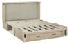 Parker Cabinet Bed with Memory Foam Mattress, Brushed Driftwood - Queen Size    | Armoire-lit Parker - Taupe