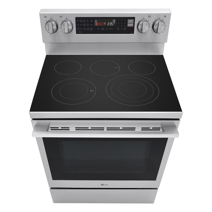 Cuisinière intelligente électrique LG de 6,3 pi³ avec friture à air - acier inoxydable résistant aux traces de doigts - LREN6325XE