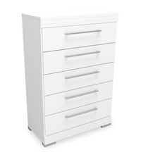 Commode verticale de chambre à coucher Riley de 31 po (L) x 46 po (H) à 5 tiroirs, fabriquée au Canada - blanche