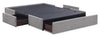 Amos Upholstered Storage Bed in Grey Fabric with Tufted Headboard & 3 Built-in Drawers - King Size | Lit de rangement Amos rembourré en tissu gris avec tête de lit capitonnée et 3 tiroirs intégrés - format très grand lit