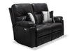 Made in Canada Dawson 64" Genuine Leather Power Reclining Loveseat with USB Port and Accent Pillows – Black | Causeuse à inclinaison électrique Dawson de 64 po fabriquée au Canada en cuir véritable avec port USB et coussins décoratifs - noir
