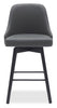 Nash Counter-Height Stool with Swivel Seat & Vegan Leather Fabric, 26"H, Wood & Metal - Charcoal | Tabouret 26 po Nash de hauteur comptoir en tissu de cuir végétalien, bois et en métal avec siège pivotant - anthracite