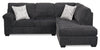 Made in Canada Morgan 2-Piece Right-Facing Chenille Fabric Sectional with Accent Pillows - Grey | Sofa sectionnel de droite Morgan 2 pièces fabriqué au Canada en tissu de chenille avec coussins décoratifs - gris