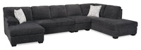  Sofa sectionnel en U de droite Morgan 3 pièces fabriqué au Canada en tissu de chenille avec coussins décoratifs - gris
