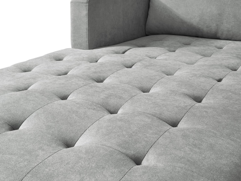 Sofa sectionnel de gauche Metro 2 pièces en tissu avec fauteuil long et coussins de siège capitonnés - gris