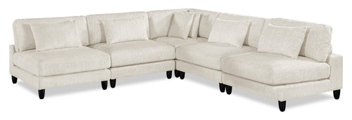  Sofa sectionnel modulaire sans accoudoirs Lounge 5 pièces en chenille - beige